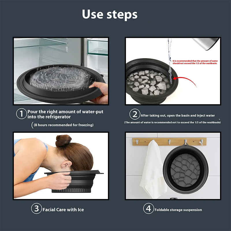 Collapsible Face Ice Bath BowlPortable Reusable Ice Bath BowlSilicone Bowl For Soaking Face Ice BathKitchen Bathroom Products